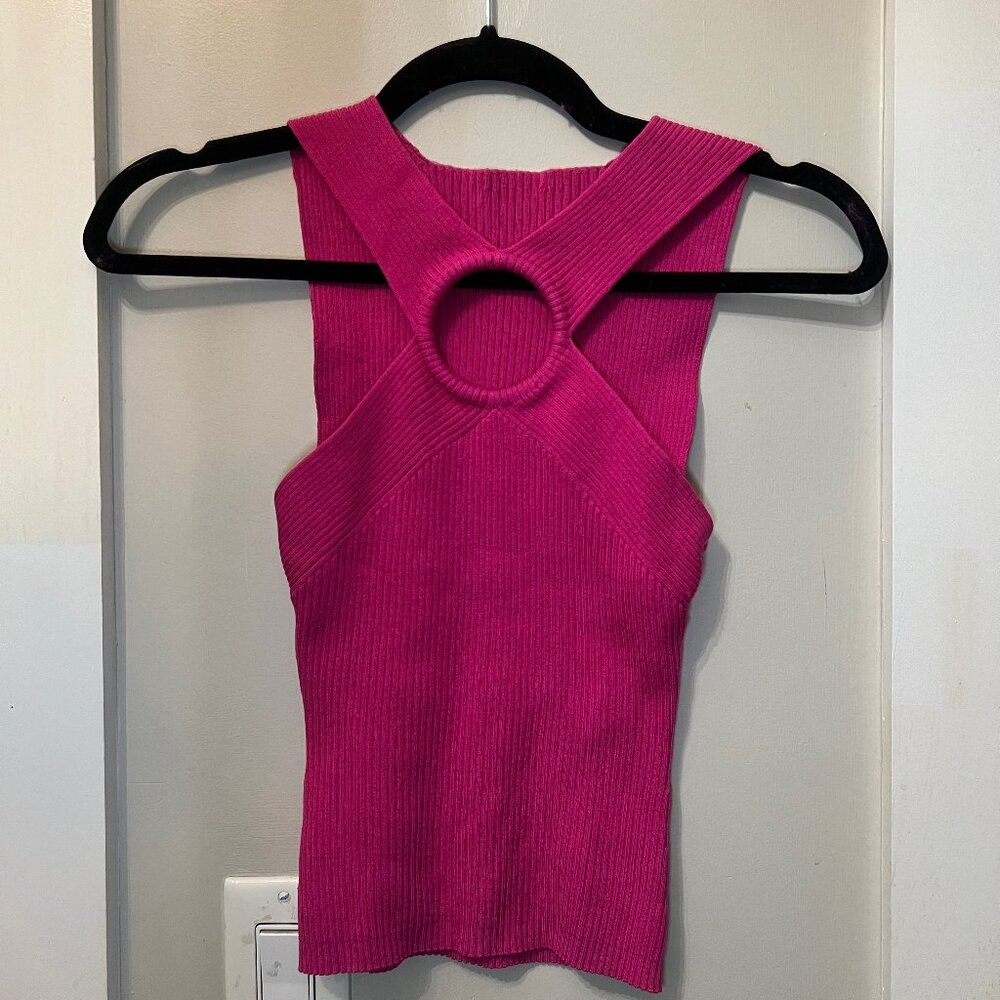 Funky Pink Knit Halter Top, Size XS